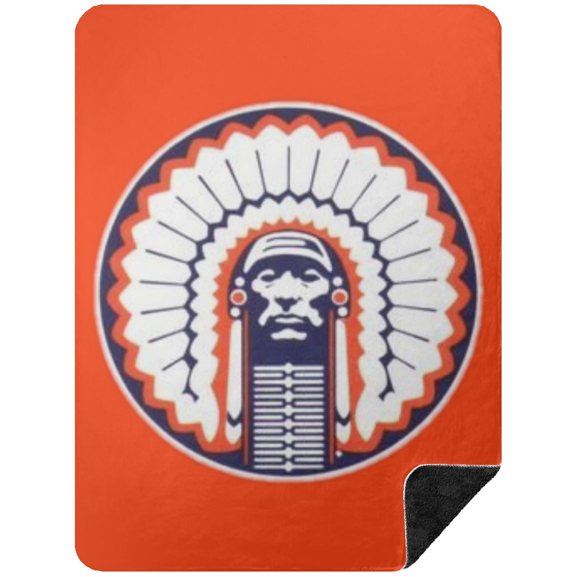 Chief Illiniwek Premium Black Sherpa Blanket 60x80