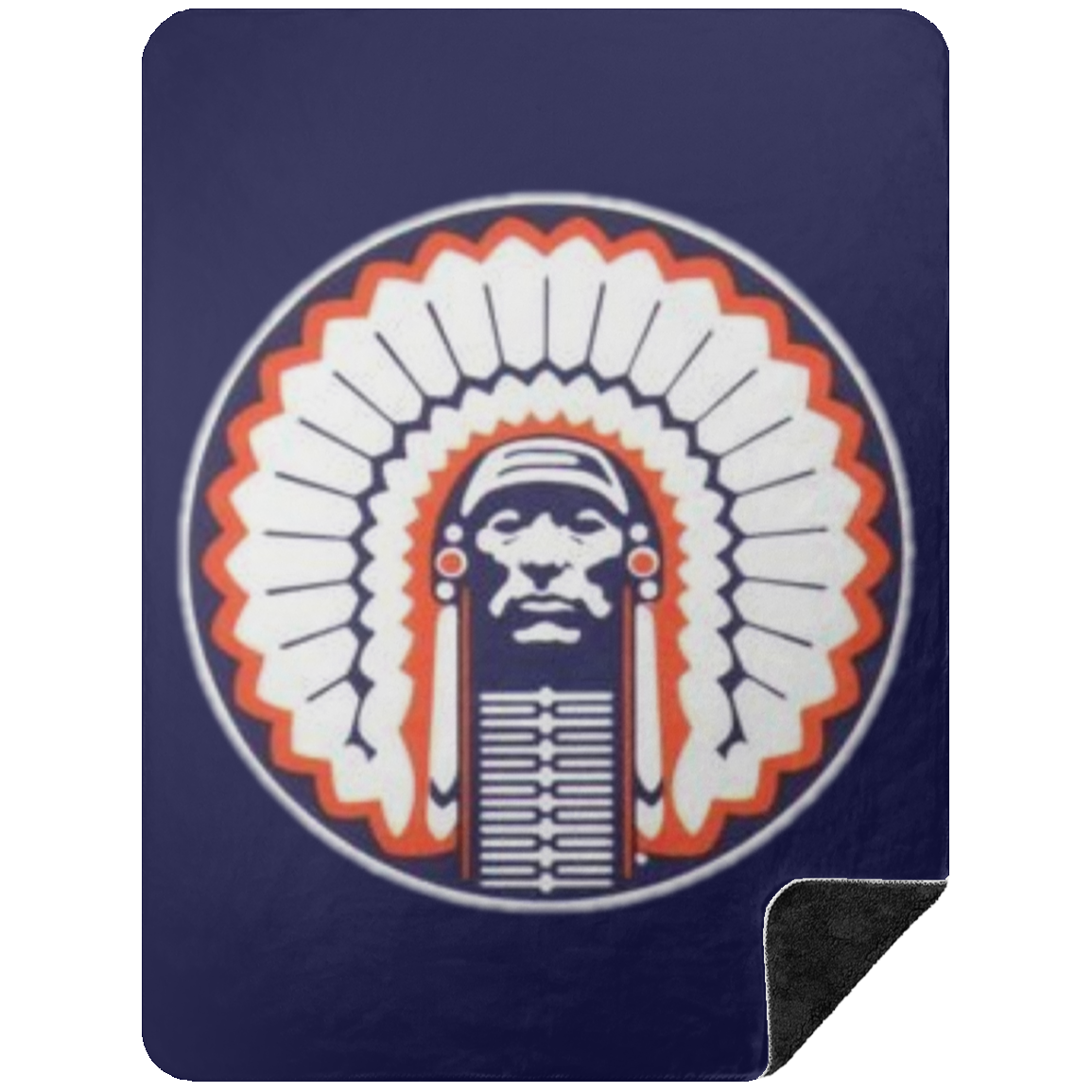 Chief Illiniwek Premium Black Sherpa Blanket 60x80