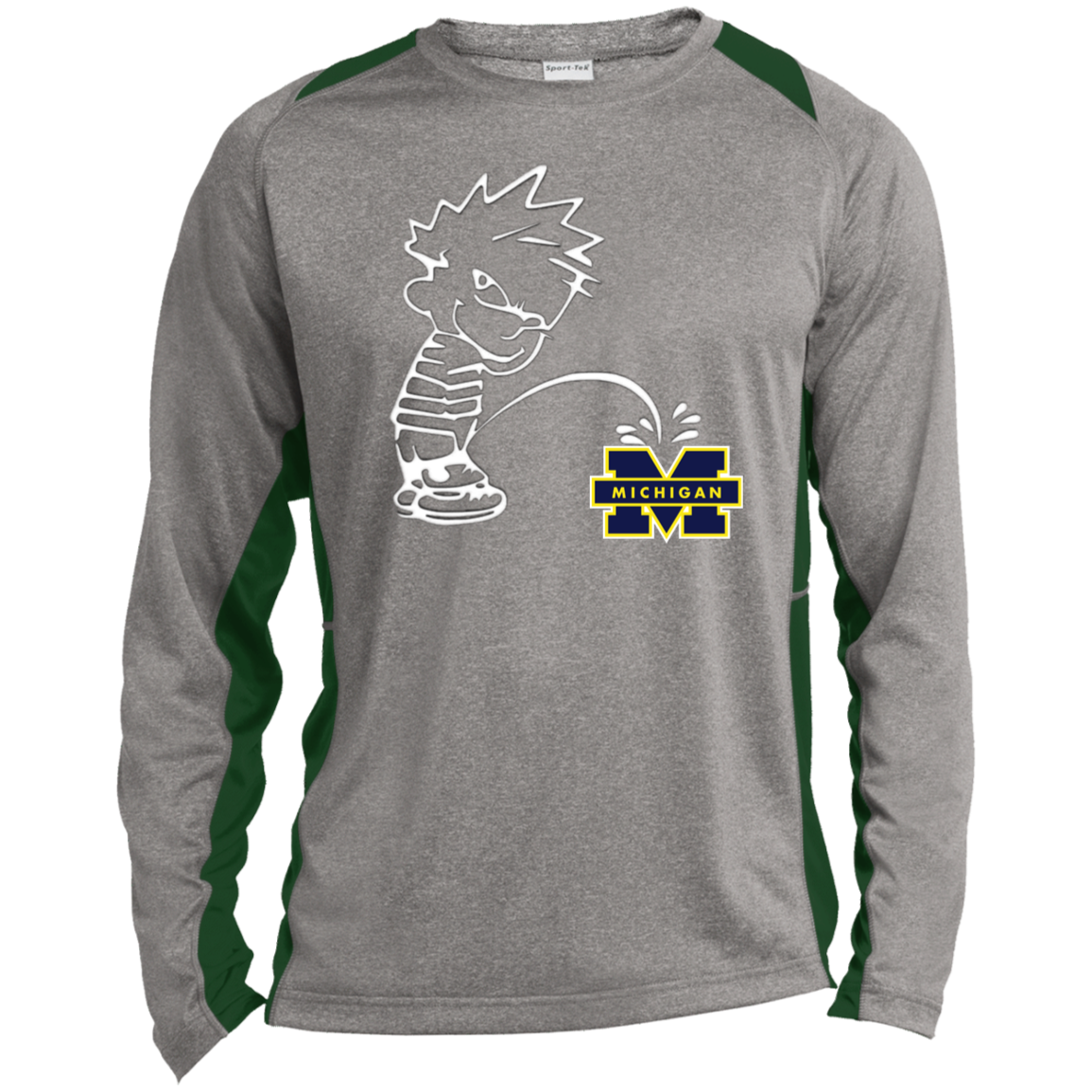 P on Michigan Long Sleeve Heather Colorblock Performance Tee