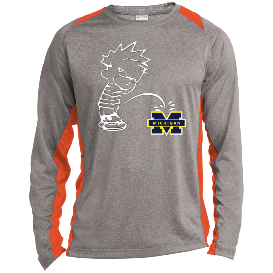 P on Michigan Long Sleeve Heather Colorblock Performance Tee