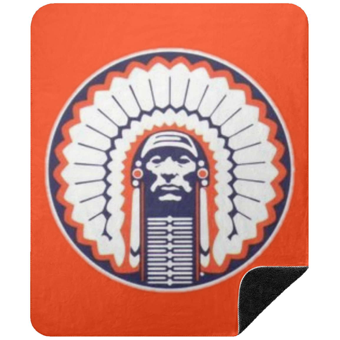 Chief Illiniwek Premium Black Sherpa Blanket 50x60