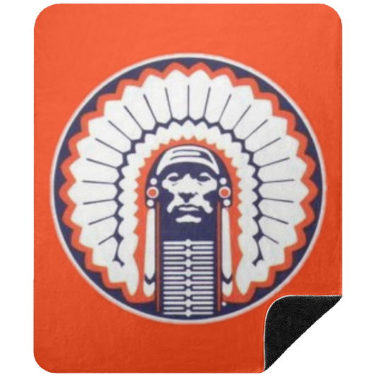 Chief Illiniwek Premium Black Sherpa Blanket 50x60