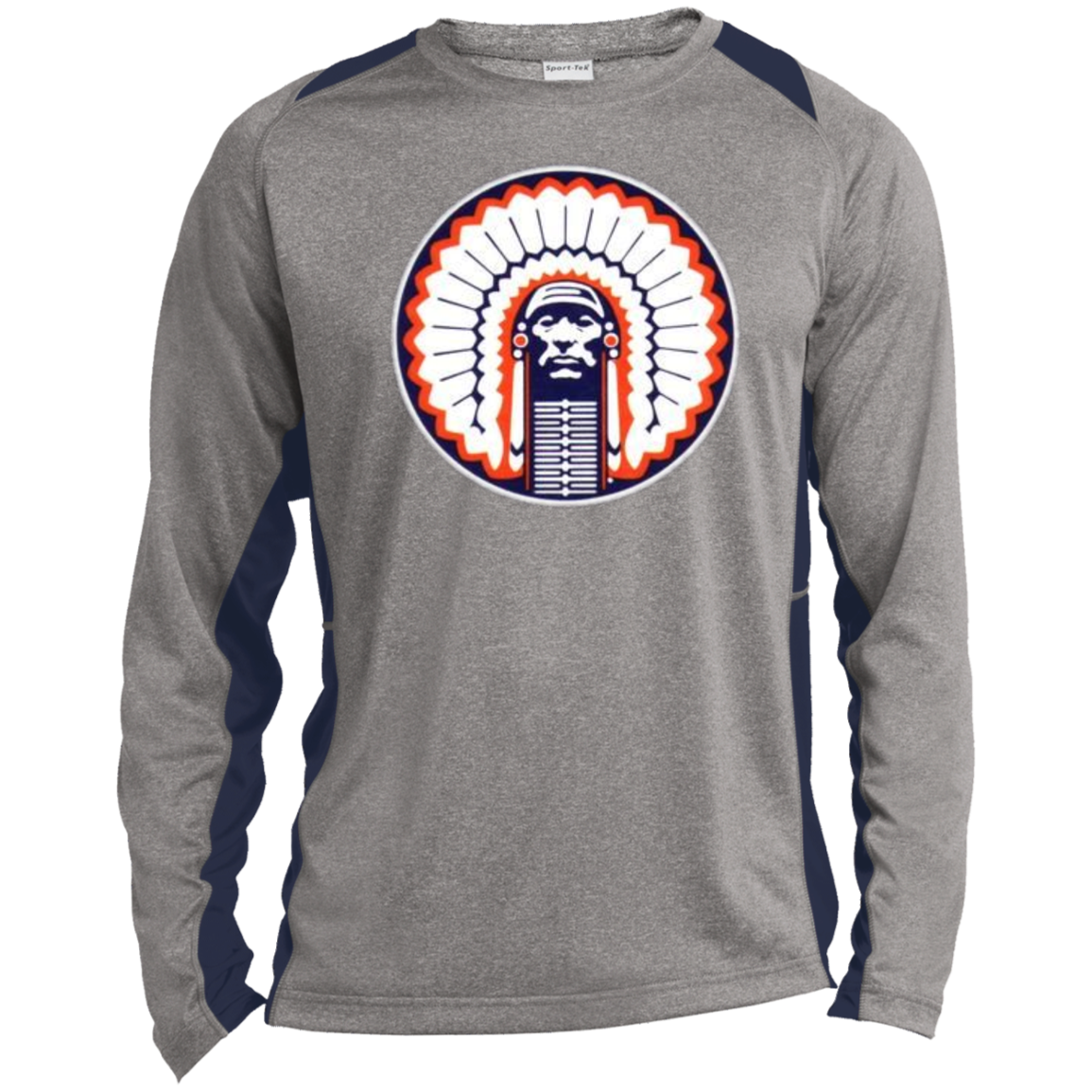 Chief Illiniwek Long Sleeve Heather Colorblock Performance Tee