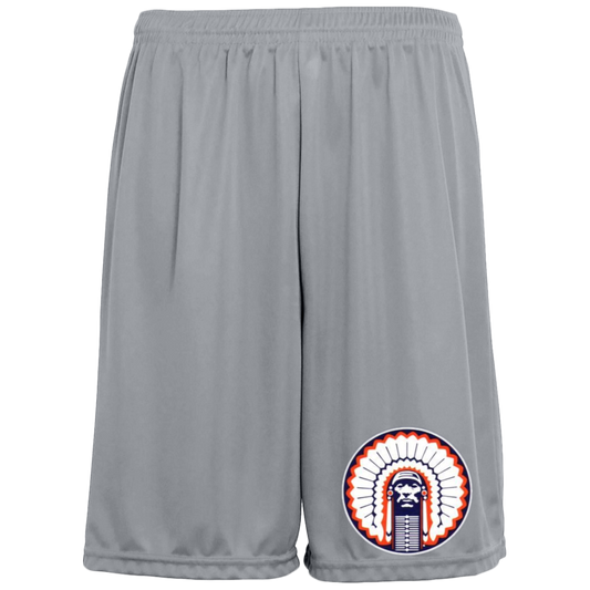 Chief Illiniwek Moisture-Wicking Pocketed 9 inch Inseam Training Shorts