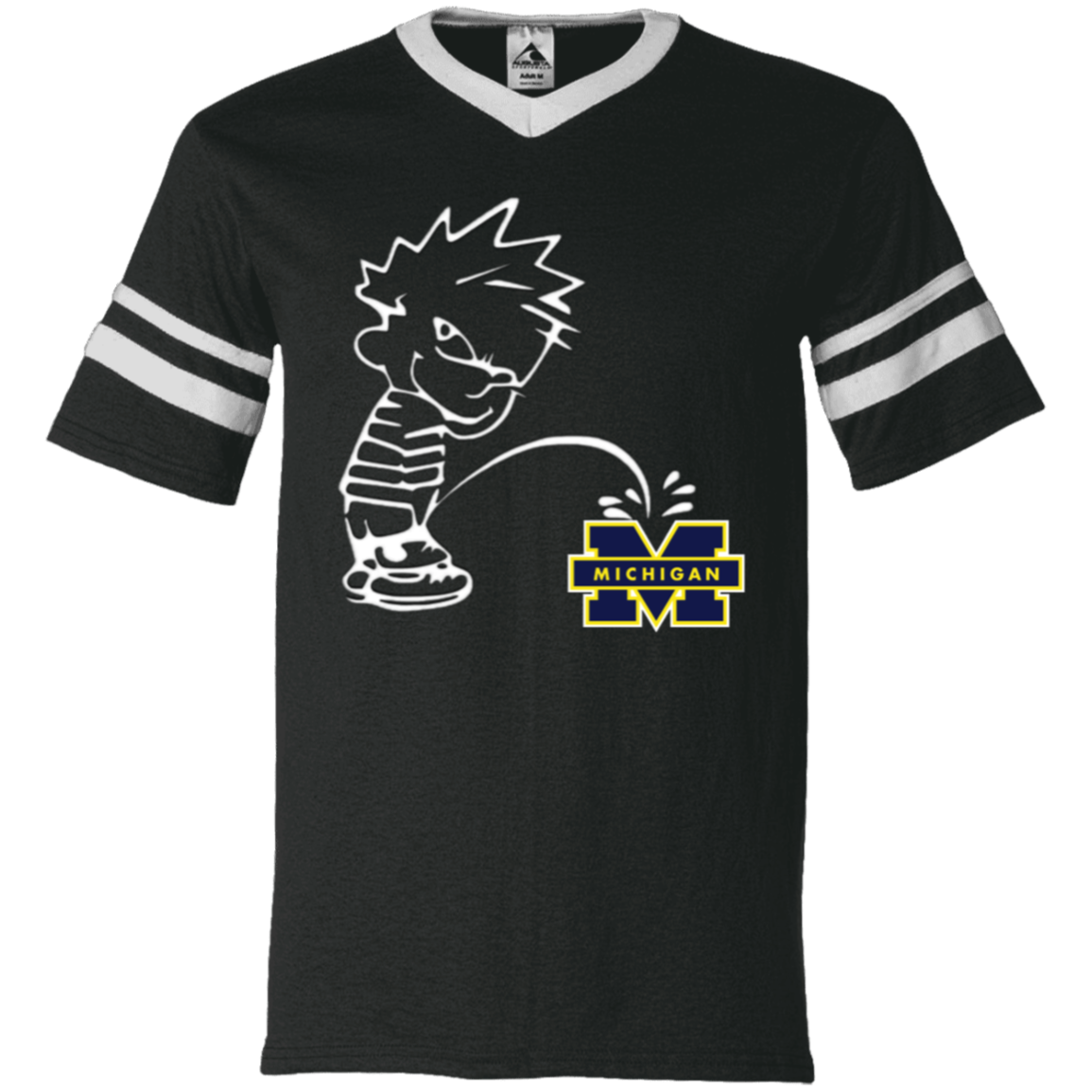 P on Michigan V-Neck Sleeve Stripe Jersey