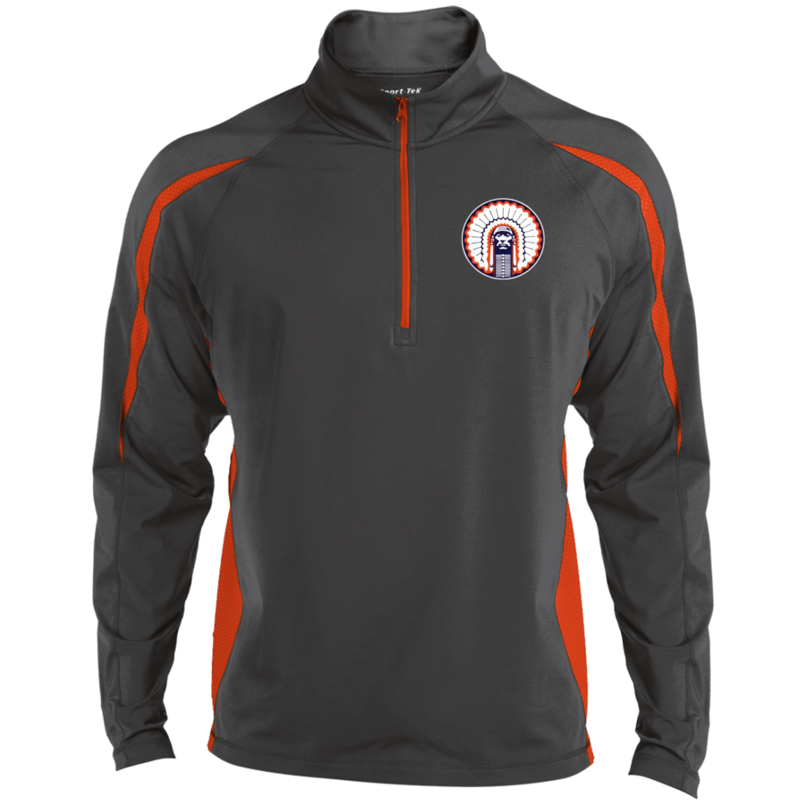 Chief Illiniwek Men's Sport Wicking Colorblock 1/2 Zip