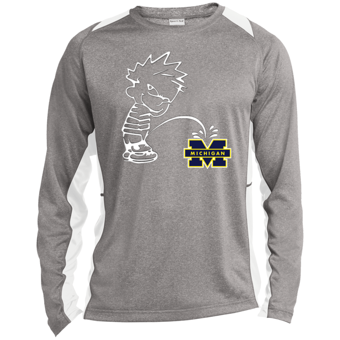 P on Michigan Long Sleeve Heather Colorblock Performance Tee