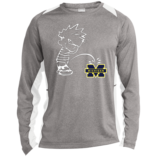 P on Michigan Long Sleeve Heather Colorblock Performance Tee