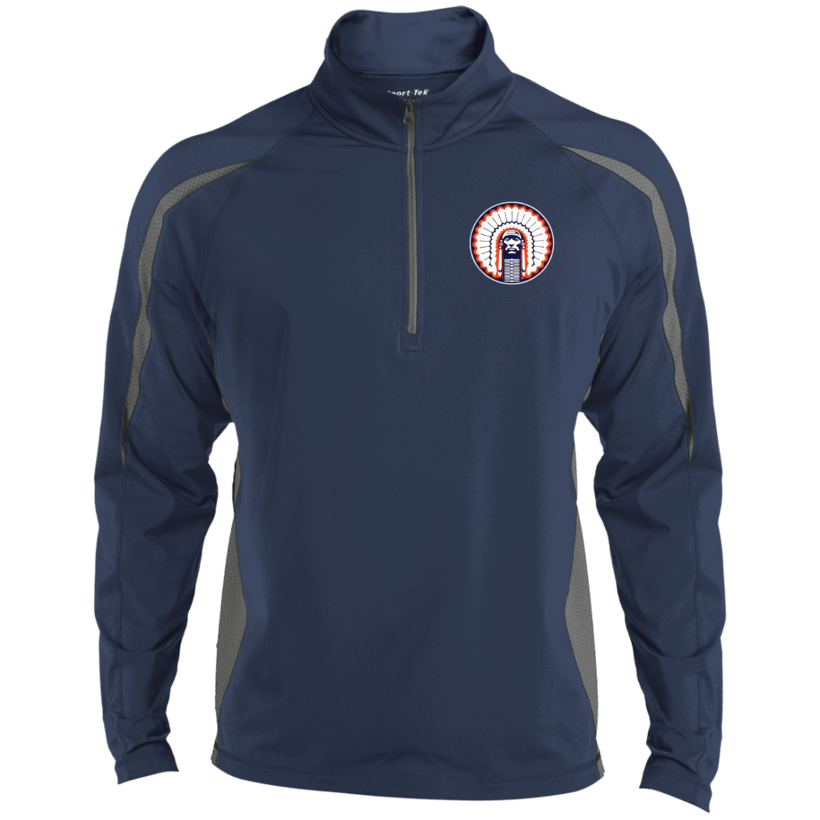 Chief Illiniwek Men's Sport Wicking Colorblock 1/2 Zip