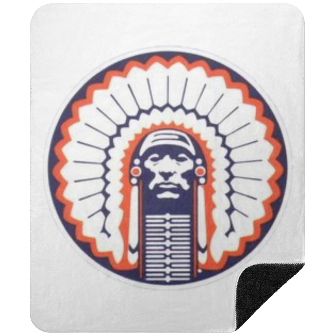 Chief Illiniwek Premium Black Sherpa Blanket 50x60