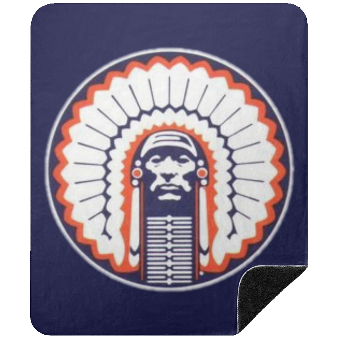 Chief Illiniwek Premium Black Sherpa Blanket 50x60