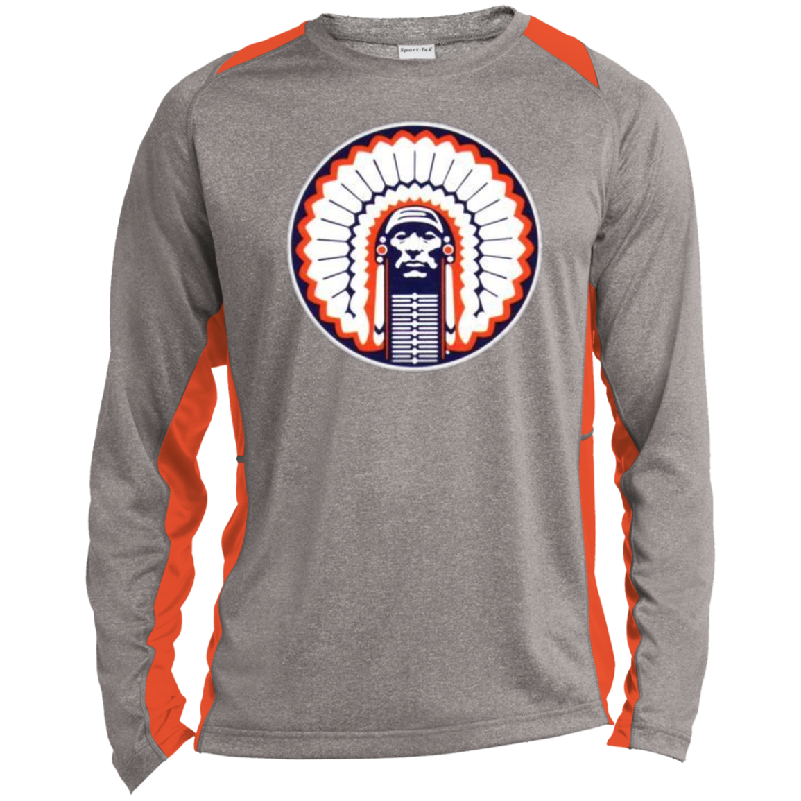 Chief Illiniwek Long Sleeve Heather Colorblock Performance Tee