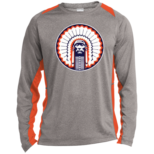 Chief Illiniwek Long Sleeve Heather Colorblock Performance Tee