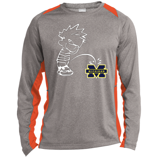 P on Michigan Long Sleeve Heather Colorblock Performance Tee