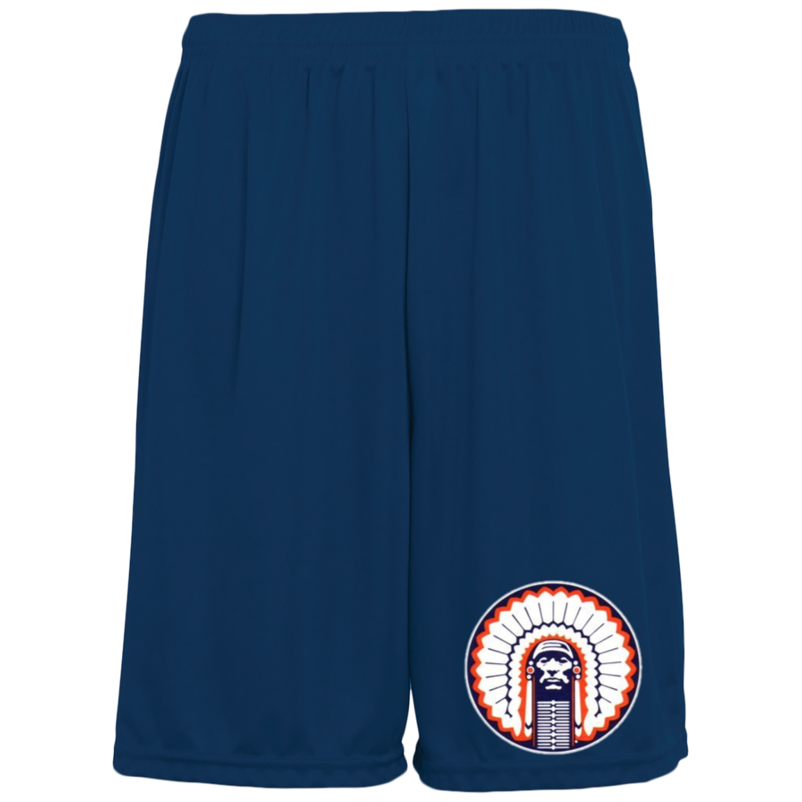 Chief Illiniwek Moisture-Wicking Pocketed 9 inch Inseam Training Shorts