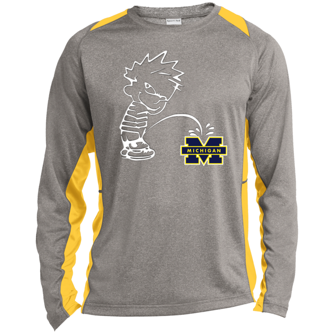 P on Michigan Long Sleeve Heather Colorblock Performance Tee