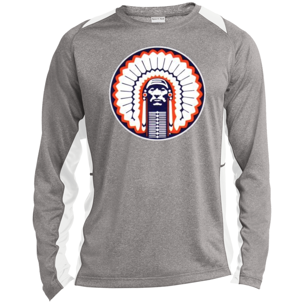 Chief Illiniwek Long Sleeve Heather Colorblock Performance Tee