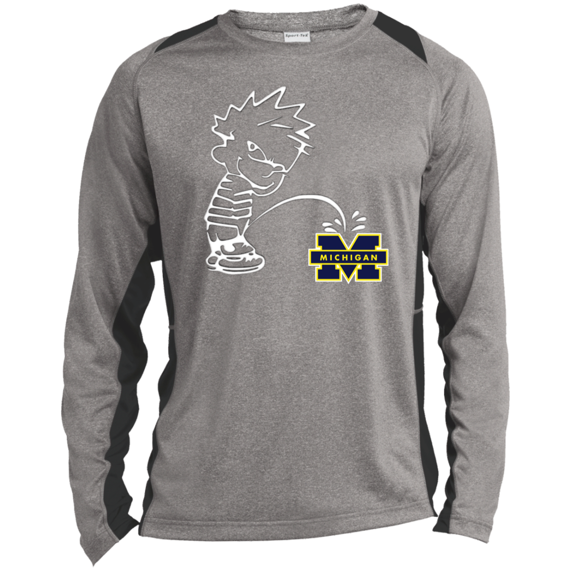 P on Michigan Long Sleeve Heather Colorblock Performance Tee